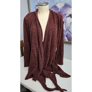 Kavu Women's OSFA Maroon Soft Tight‎ Knit Extra Long Open Cardigan Sweater